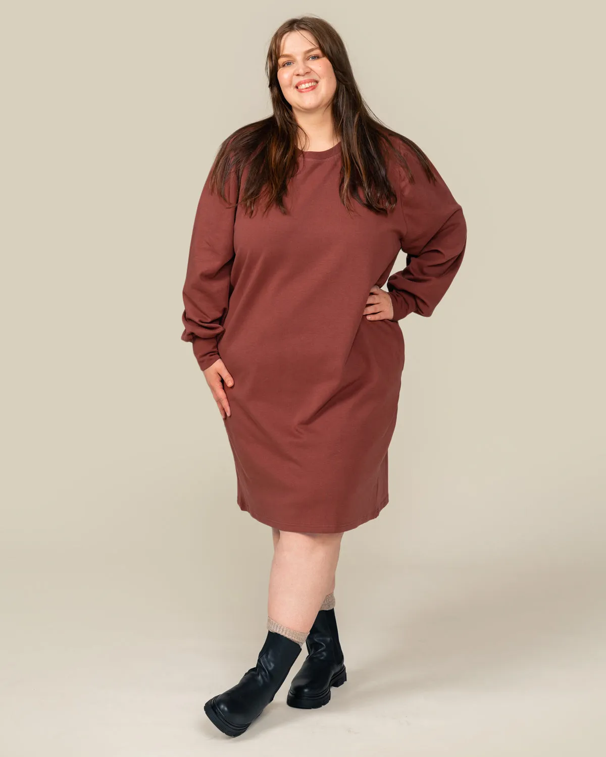 Toive Puff Sleeve Dress Rust Red