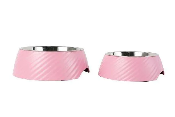 Twill Round Cat Dog Bowl - Pink S/L