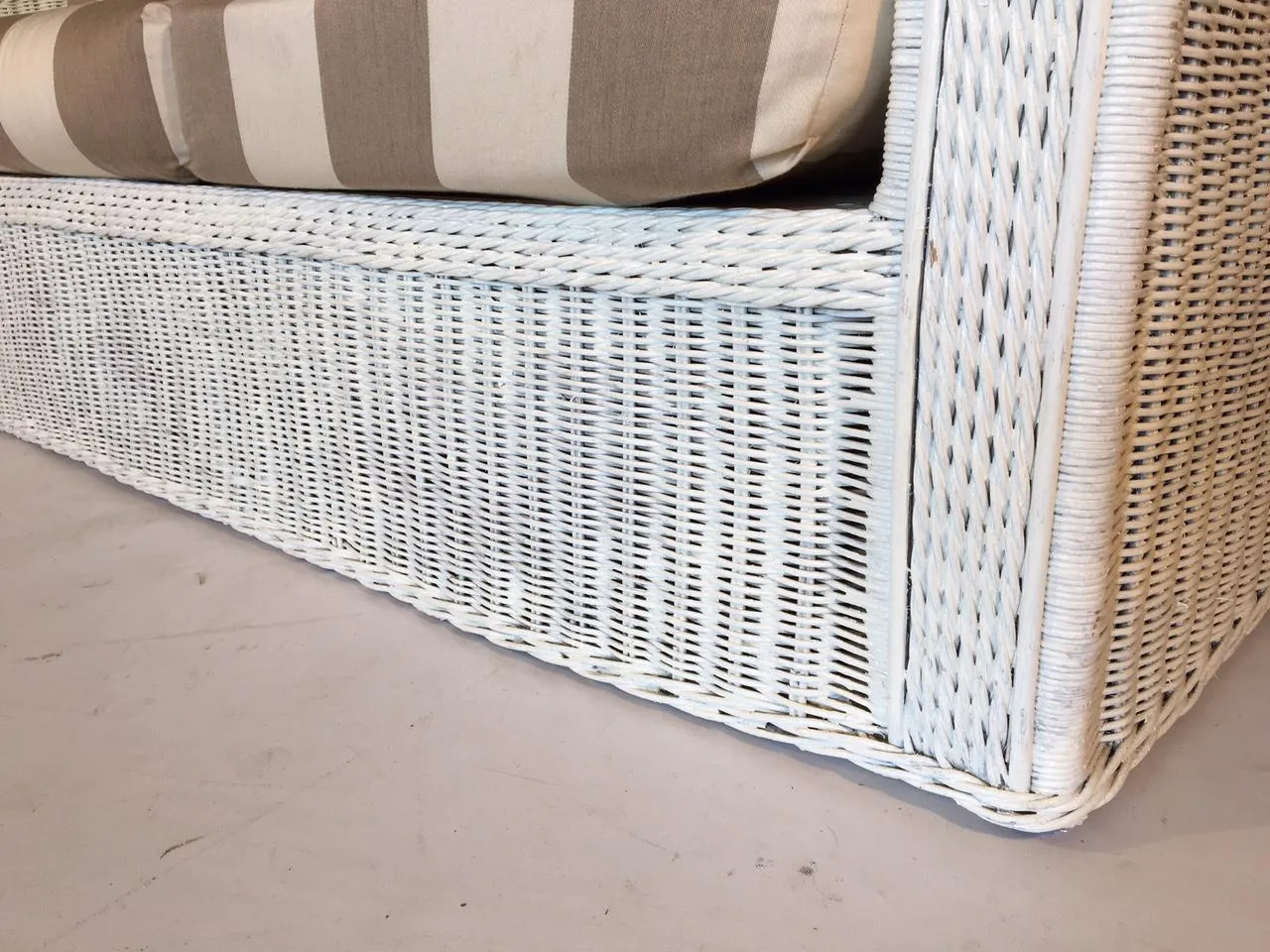 Vintage Sculptural White Wicker Sofa