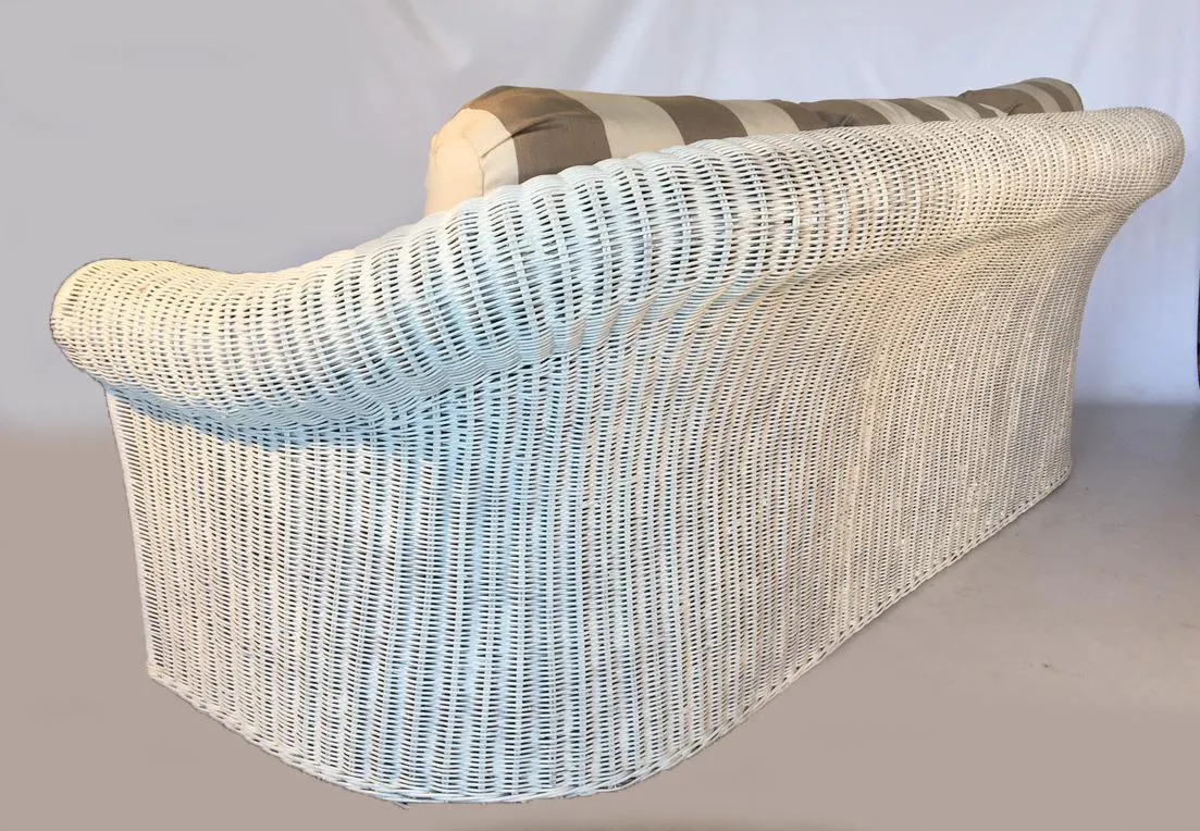 Vintage Sculptural White Wicker Sofa