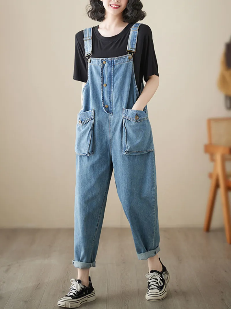 Wallflowers Denim Blue High Waist Overall Dungarees