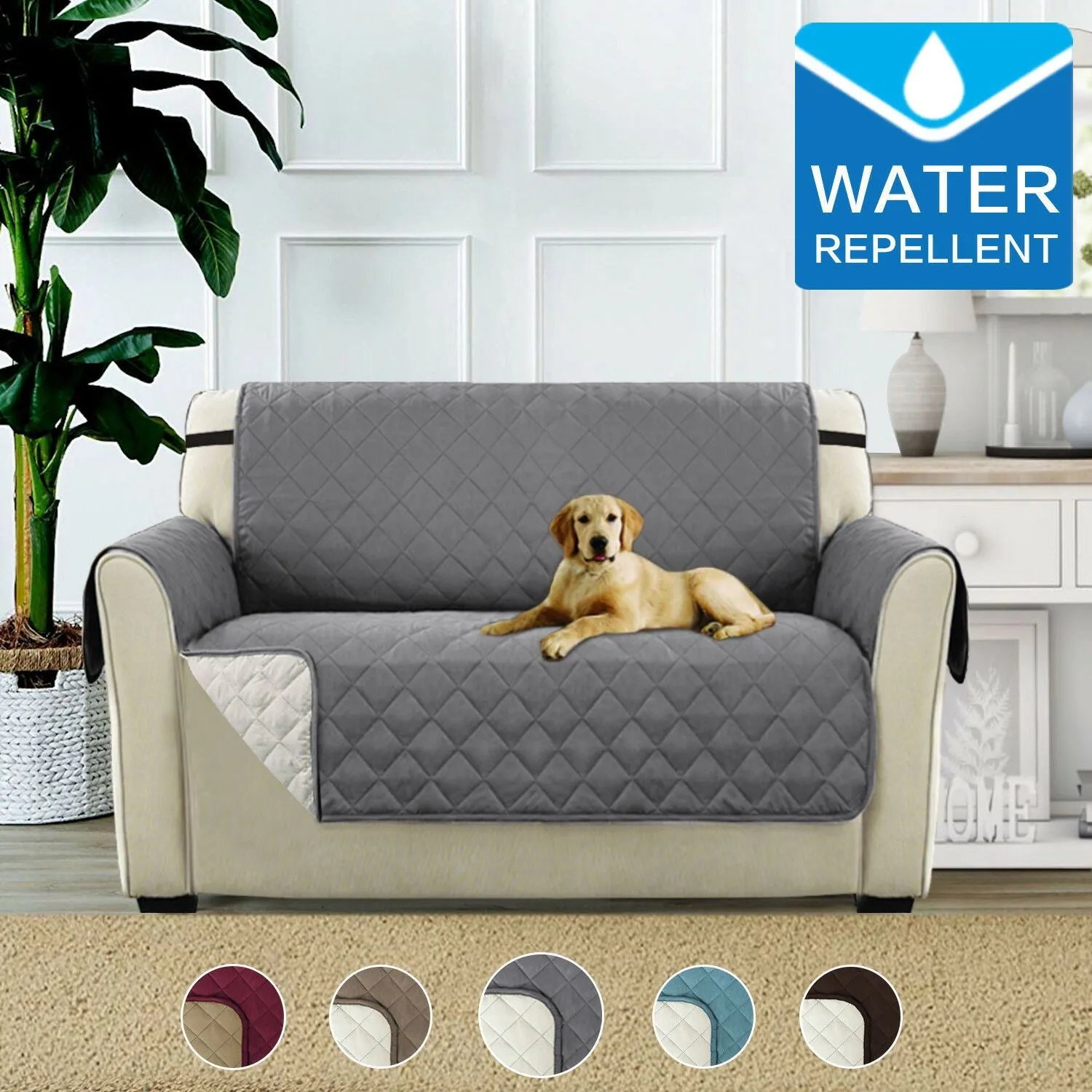 Water Prevent 1/2/3 Seater Pet Sofa Protector Slipcovers with Elastic Straps