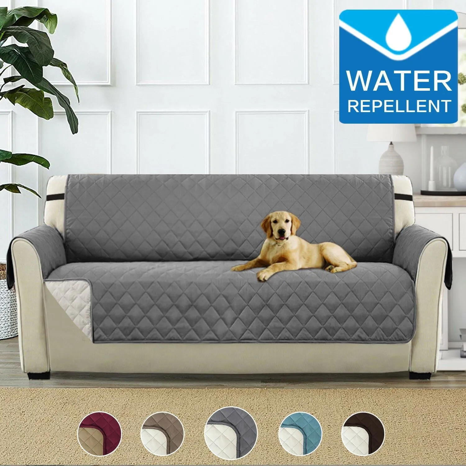 Water Prevent 1/2/3 Seater Pet Sofa Protector Slipcovers with Elastic Straps