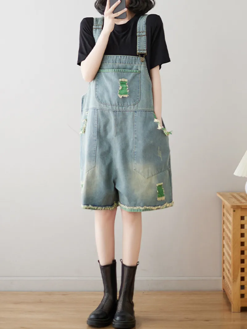 Wear Your Crown Denim High Waist Short Dungarees