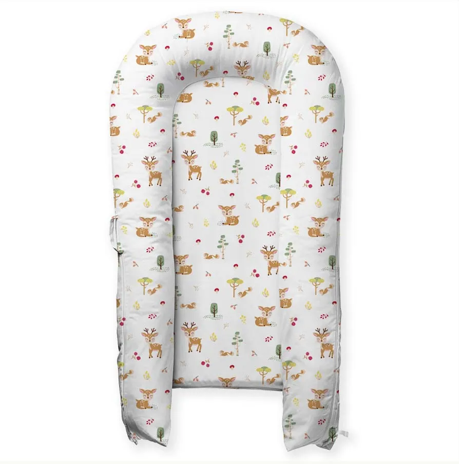 Whimsical Woodland Baby Sleeping Nest, Portable Adjustable Newborn Crib Bassinet, 0-24 Months