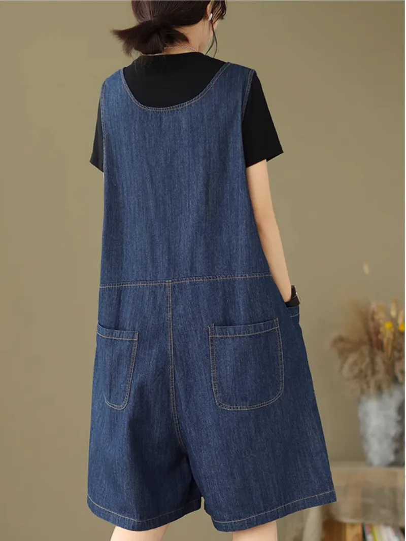 Women's Casual Workwear Wide Leg Shorts Zipper Dungarees