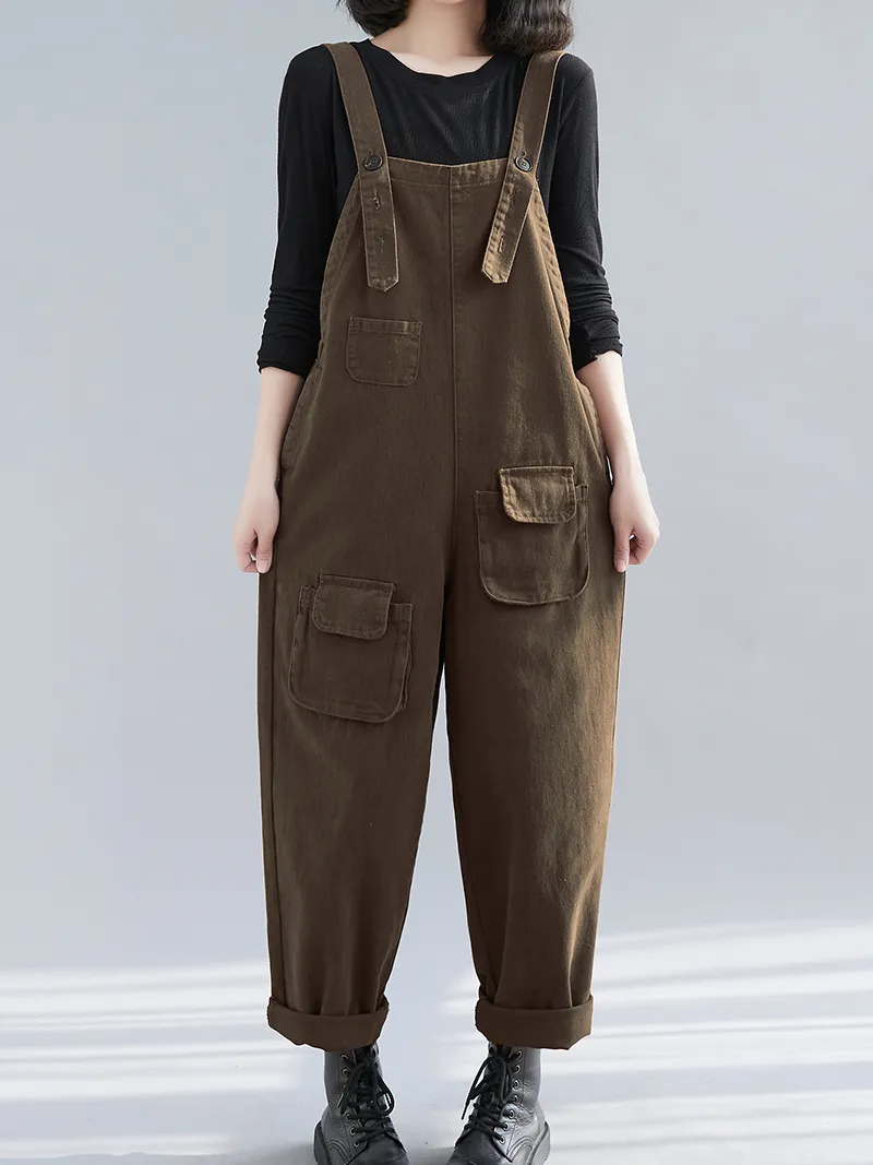 Women's Denim Thin Large Size Loose Harem Dungarees Overalls