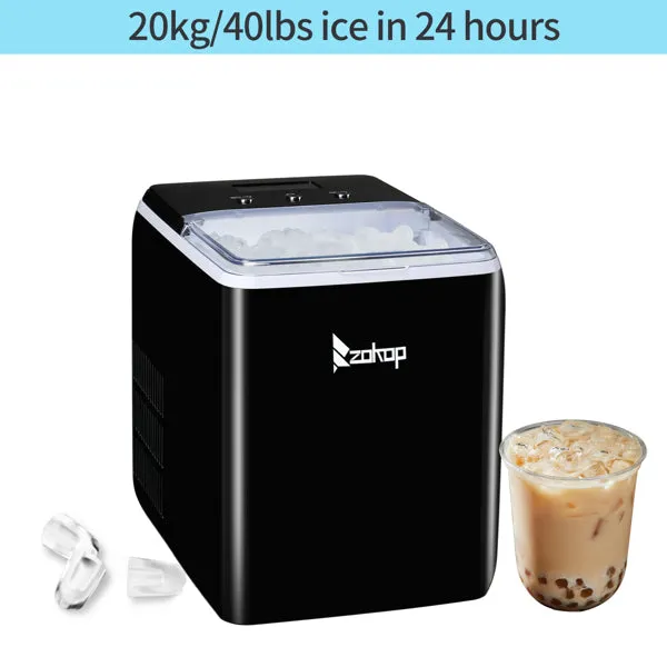 ZOKOP Ice Maker ICM-2005 Plastic Transparent Cover Display Office Home Black