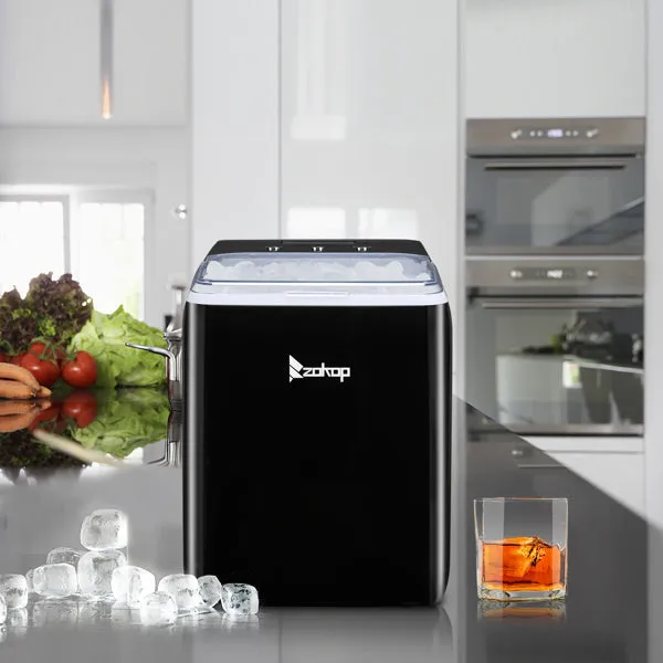 ZOKOP Ice Maker ICM-2005 Plastic Transparent Cover Display Office Home Black