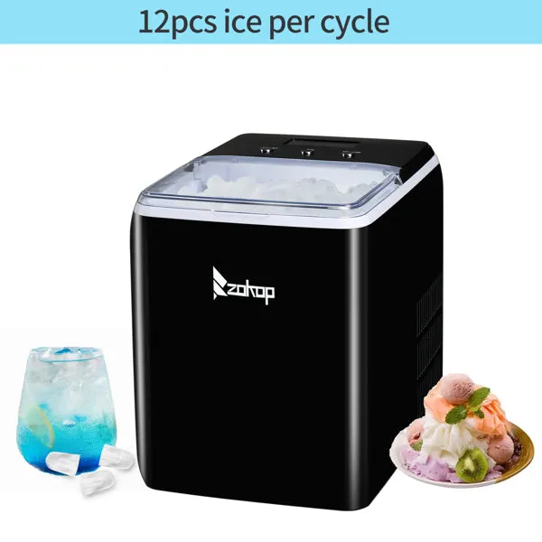 ZOKOP Ice Maker ICM-2005 Plastic Transparent Cover Display Office Home Black