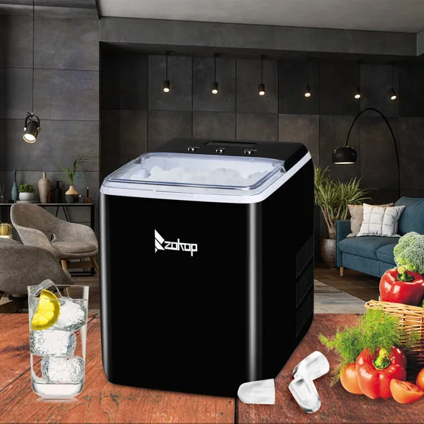 ZOKOP Ice Maker ICM-2005 Plastic Transparent Cover Display Office Home Black